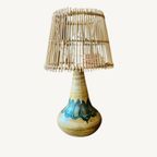 Deens Design Keramiek Tafellamp Vintage Met Rotan Kap thumbnail 10