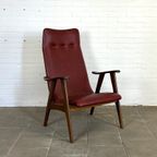 Vintage Van Teeffelen Fauteuil Bordeaux Rood Skai Leer thumbnail 2