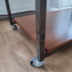 Vintage Bijzet Tafel Trolley Op Wielen Tafeltje Audio Tv thumbnail 15