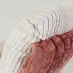 Vintage Strassle Fauteuil Roze Crème Ribstof Nieuw Draaibaar thumbnail 8