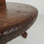 Rustic Oak Brutalist Ronde Koffie Tafel Frankrijk 1960S thumbnail 11