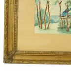 Aquarel José Wolff Kunst Schilderij Houten Barok Stijl Lijst 1924 thumbnail 14