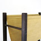 Minimalistic Magzine Holder In Stained Oak Wood And Canvas *** 1970'S *** Danish Furniture thumbnail 5