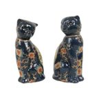 Vintage Chinees Porselein Koppel Katten Poezen Beelden Raku thumbnail 8