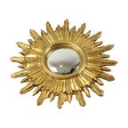 Gouden Sunburst Spiegel Zonnespiegel Hout Convex Heksenspiegel Sixties thumbnail 4