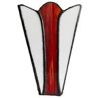 Vintage Glas In Lood Vaas Bloem Rood Wit thumbnail 6