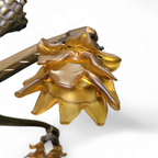 5 Arms Art Deco / Art Nouveau / Brass Hanging Lamp / Hand Blown Floral Shades thumbnail 11