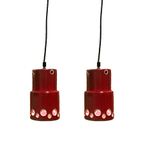 Herda Vintage Set Van 2 Keramiek Hanglamp In Rood, Jaren '60/'70 thumbnail 3