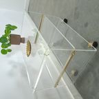 Space Age Plexiglas Trolley Met Messing, Tv Meubel thumbnail 7
