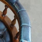 Fijne, Blauwe Rundlederen Chesterfield Bureaustoel Met Mooie Details thumbnail 9