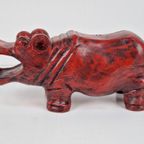 Vintage Hout Beeld Hippo Nijlpaard Sculptuur Oosters ‘70 thumbnail 5