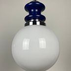 Vintage Glass Sphere With Blue Metal Pendant From The 1970's thumbnail 6