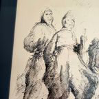 Pentekening. Figuratief. '50-'60. Gesigneerd. thumbnail 6