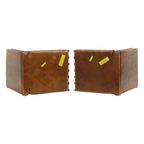 Vintage Koppel Boekensteunen Olifant Gepatineerd Brons Hout Leder thumbnail 2