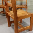 Set Van 4 Vintage Massief Grenen Eetkamerstoelen thumbnail 12