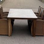 Eetkamerset Eettafelset 6 Stoelen En Eettafel Eikenhout En Riet Rotan Lloyd Loom thumbnail 4
