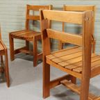 Set Van 4 Vintage Massief Grenen Eetkamerstoelen thumbnail 10