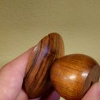 Mid-Century Teak Kandelaar Kaarsenhouder Kandelaren Vintage thumbnail 3