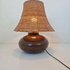 Metalen Tafel Lamp Met Rotan Kap thumbnail 5