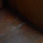 Stoere Vintage Schapenleren Art Deco Stijl Design Fauteuil Met Een Mooi Patina thumbnail 8