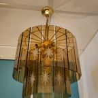 Vintage Rookglazen Platen Hanglamp Kroonluchter Plafondlamp Lamp thumbnail 6