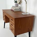 Scandinavisch Vintage Teak Fineren Bureau Faset thumbnail 5