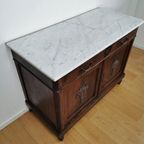 Vintage Antiek Dressoir Commode Ladekast Badkamermeubel Met Marmer Blad 404 thumbnail 12