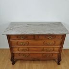 Vintage Frans Dressoir Commode, Ladekast Badkamermeubel Met Marmer Blad 405 thumbnail 5