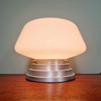 Art Deco Plafondlamp Met Een Conische Wereldbol In Witte Opaline thumbnail 5