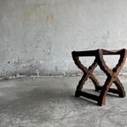 Brutalist Spanish Folding Stool With Leather Seat, 1960S thumbnail 15