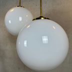 11x Art Deco Xl Hanglampen – Opaline En Messing thumbnail 4
