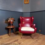 Rode Italiaanse Vintage Designfauteuil thumbnail 9