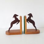 * 2 Vintage Boekensteunen Gazelle Beeld Boekensteun thumbnail 3