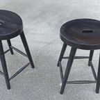 2 X Vintage Houten Kruk, P/p/s thumbnail 14