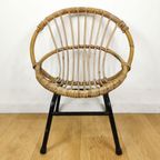 Vintage, Mid Century Boho Rieten Rotan Kinderstoel, Rohé. thumbnail 4