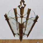 Antieke Vintage Franse Messing Lantaarnlamp Hanglamp Lamp 06 thumbnail 10