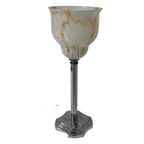 Art Deco - Table Lamp - Chalice Shaped, Multi Colored Glass - Silver Plated Base With Power Switc thumbnail 11