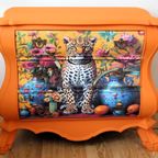 Grote Oranje Buikkast Met Panter, Eclectisch thumbnail 6