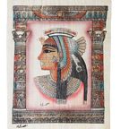 Egyptische Papyrus Cleopatra Hiėrogliefen Schilderij, Jaren '80 thumbnail 2