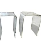 Set Van 2 Vintage Plexi Curved Bijzettafeltjes / Sidetables thumbnail 6