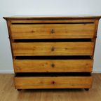 Antieke Vintage Notenhouten Ladekast Wandkast Dressoir thumbnail 6