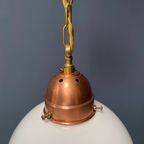 Opaline Glazen Bollamp Met Koperen Armatuur thumbnail 7