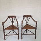 2 Antieke Houten Stoelen Arts And Crafts Periode. thumbnail 2