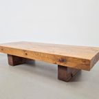 Brutalistische Rechthoekige Eiken Salontafel Frankrijk 1960 thumbnail 3