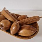 Vintage Fruitschaal Teakhout Met Houten Fruit Beeld Kunst thumbnail 7