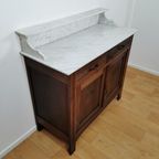 Vintage Frans Dressoir Commode Ladekast Badkamermeubel Met Marmer Blad 302 thumbnail 11