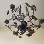 Antieke Kaarsen Oogstlamp Kerklamp Kaarsenkroon Met Druiven En Koornaren Messing Frans thumbnail 4