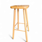 3 X Blond Oak Stools 1970s Height 65 Cm thumbnail 5