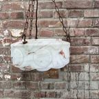 Art Deco Hanglamp, Vintage Albast Plafondlamp thumbnail 12