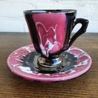 Vintage Frans Roze Keramiek Vallauris Koffie En Theeservies / Compleet 60S / 70S Theeservies thumbnail 14